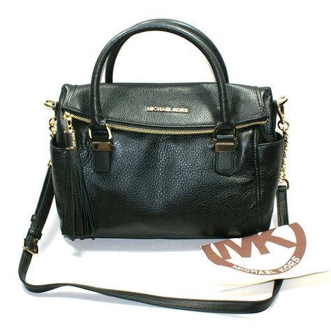 michael kors weston medium leather satchel black